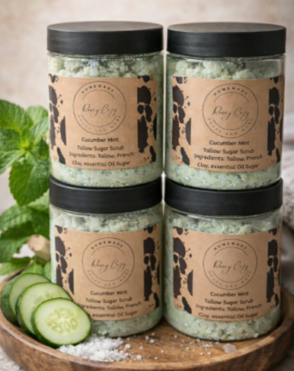 Cucumber & Mint Tallow Sugar Scrub