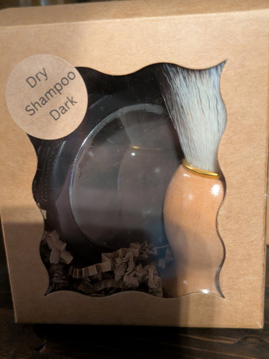 All Natural Dry Shampoo for dark hair with brush